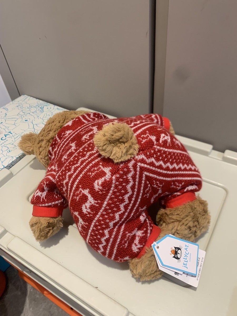 ぬいぐるみ  Bartholomew Bear WinterPyjamas Jellycat BARTHOLOMEW BEAR WINTER PAJAMAS NWT Red Sweater