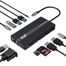 RVP USB C Docking Station 3 Monitor 12-in-1 Triple Display-4K HDMI Dual Monitor