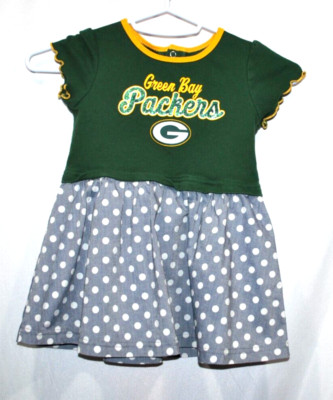 Green Bay Packers Toddler Dress Little Girls Kids 3T Ruffle Sleeves Team Apparel