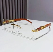 Small Rectangle Rimless Sunglasses Men 2024 Luxury Brand Frameless Leopard Sun G