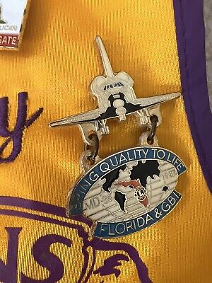 LIONS CLUB International VEST Size LG w/ Pins & Name Tag Pre-owned Vtg CLEAN