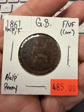 Great Britain, 1861, Half Penny, Possibly HALF over HALP