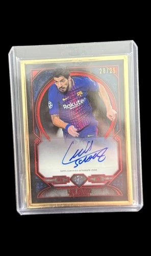 2017/18 Topps Museum UCL Luis Suarez /25 Auto Gold Frame Red