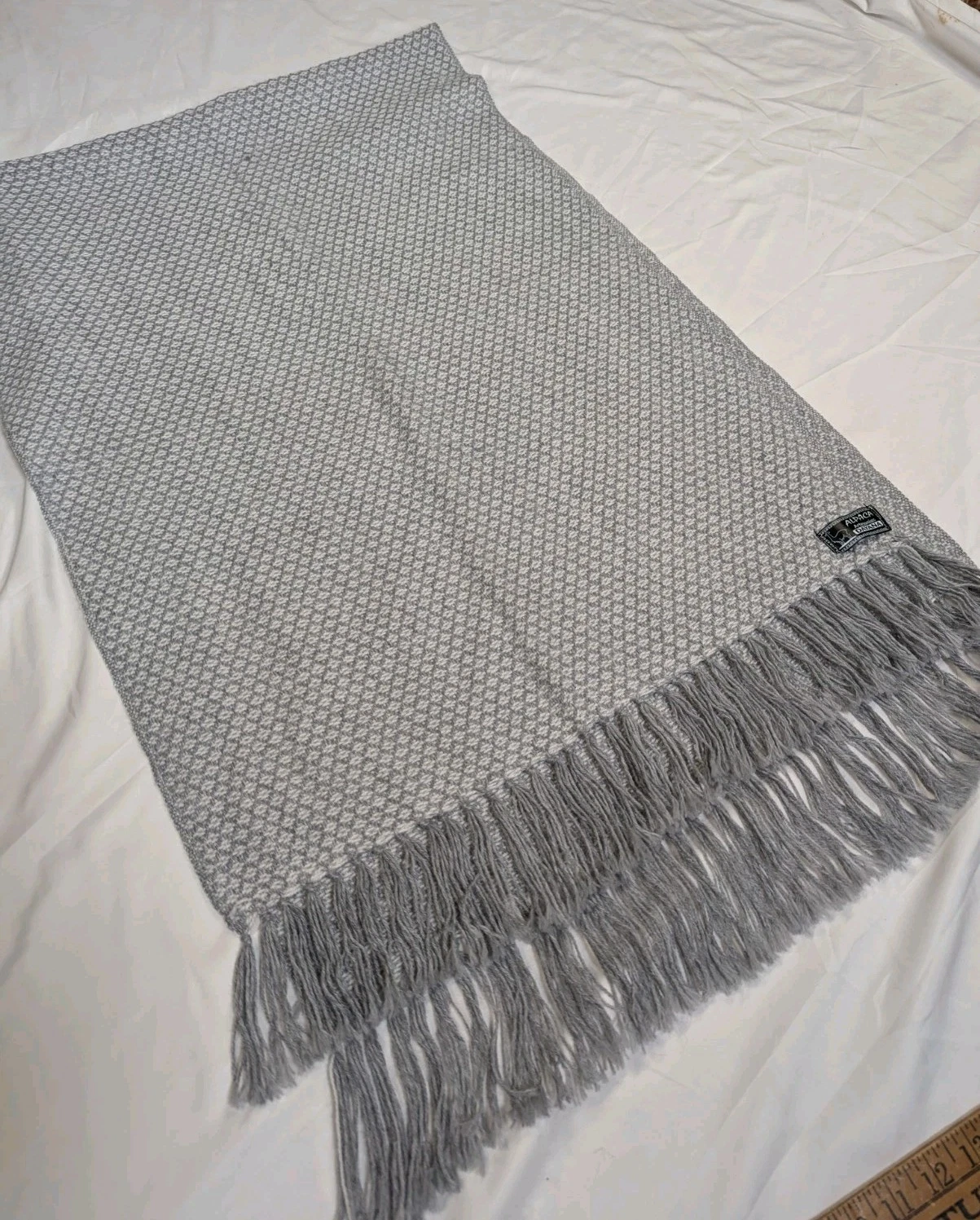 Handmade Unisex Alpaca Wool Artesanias Dayana Light Gray Patterned Scarf 64x21"
Opens in a new windo