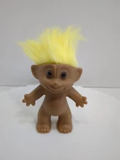 Retro Troll Doll  5" Naked  Yellow Hair Brown Eyes Pre-owned 