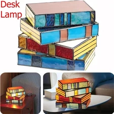 Stained Glass Stacked Books Lamp Tiffany Style Table Lamp Book Lamps Home Decor