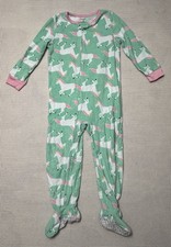 Carters One Piece Footed Fleece Pajamas Youth / Toddler Size 4T Unicorns