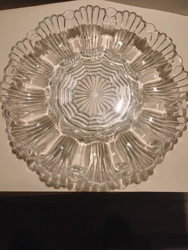 Anchor Hocking Hobnail Scalloped Edge Deviled Egg Serving Plate Vintage 1950s