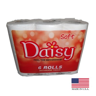 U.S ALLIANCE PAPER 42006 Daisy Bathroom Tissue White 2 ply 4''x4'' 150 Sheets 6 pk