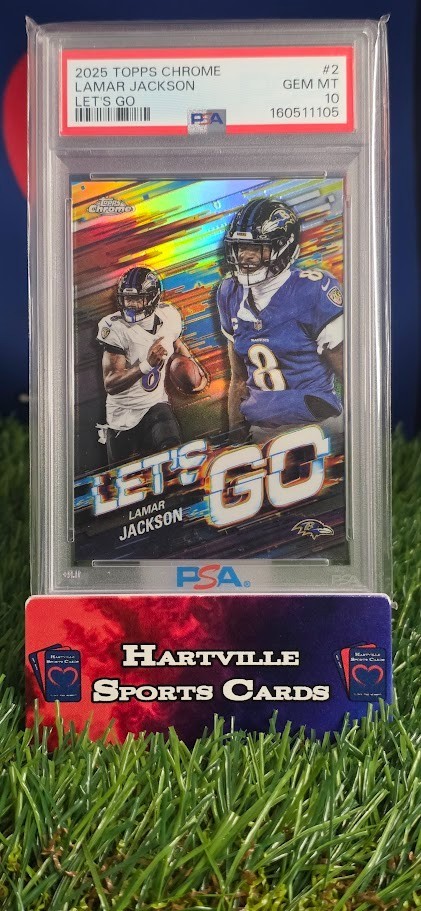 2025 Topps Chrome Let's Go SSP Case Hit Lamar Jackson #LG-2 PSA 10 SSP view 1