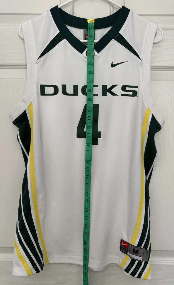 Nike Oregon Ducks Basketball #4 Jersey Men’s M White Green Yellow Authentic - Image 2 of 4