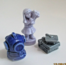 Vintage Wade Red Roses (3) Figurines - May Girl, Deep Sea Helmet, Graduation