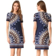 Tory Burch Blue Marina Floral Mini Dress Size Meduim Ponte Preppy old Money