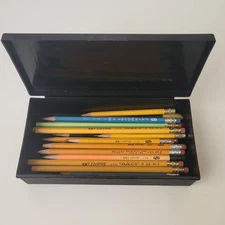 Vtg Black Empire Pencil Co Box & 25 Empire Pencils Inside Pueblo Fairmount No 2