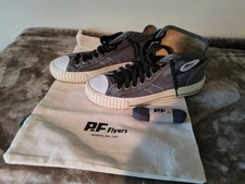 PF FLYERS CLASSIC CANVAS HIGH TOP SNEAKERS - MENS SIZE 9  GREY WITH WHITE TRIM