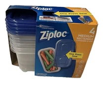 Ziploc One Press Seal Medium Rectangle Containers & Lids-14.4 oz. - 4 ct-NEW