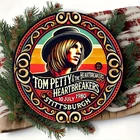Vintage Tin Metal Sign Tom Petty The Heartbreakers Concert Round 8x8