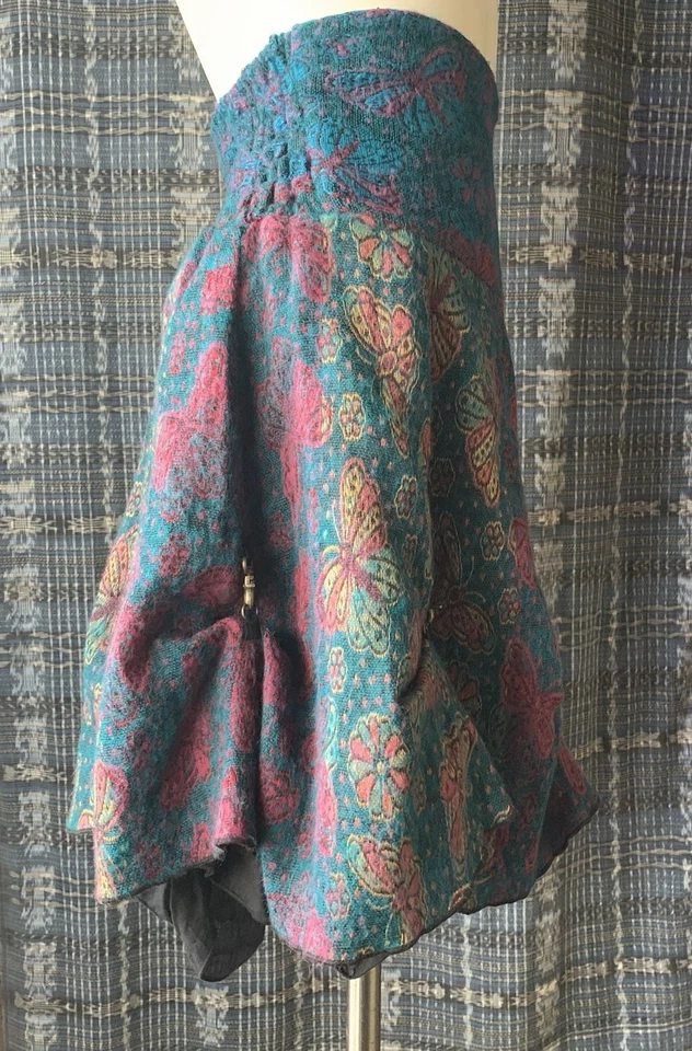 Gekko Camden S/M Butterfly Lined Skirt Rouched Waist Side Zip Hippie Festival - Image 3 of 4