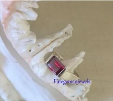 Natural 6 X 8 Garnet  Gemstone with 925 Sterling silver Ring for Men's #F566