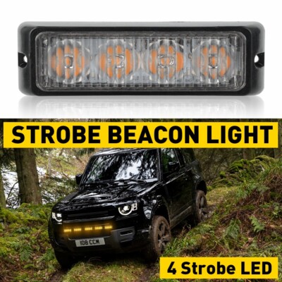 Amber 4LED Car Truck Emergency Beacon Warning Hazard Flash Strobe Lights