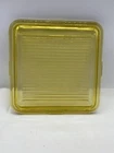 VTG Federal 8.5" Sq AMBER Gls Ribbed Refrigerator Lid ONLY Sml chips as shown