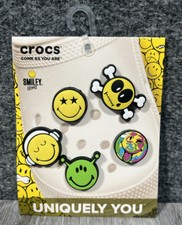 New Crocs Jibbitz Shoe Charms Smiley World 5 Pack Smiley Face Alien Funny Bright