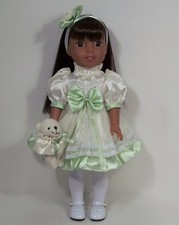 CREAM MINT GREEN Dress w/Bear Doll Clothes For Wellie Wisher Wishers 14" Debs 