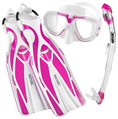 Seac Pro Dive Mask Fin Snorkel Set, Scuba Diving Gear M/L - Pink | eBay