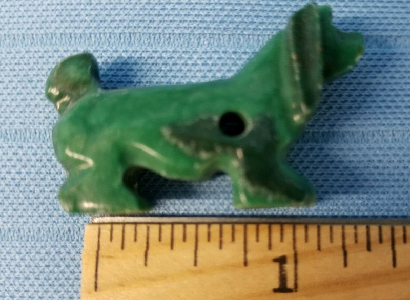 Cocker Spaniel Puppy Dog Miniature Carved Stone Bead Figurine 1.5" Green 