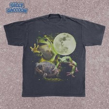 Three Frogs Moon T-Shirt, Vintage Style Moonlit Frog Shirt, Animal Lover Gift