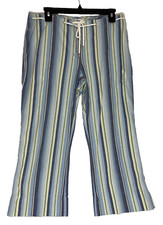 Tommy Hilfiger Women's Striped 100 Cotton Cropped Summer Ankle Pants Size 10