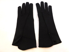  DESIGNER LADIES BLACK COTTON DRESS GLOVES UNLINED SIZE 6.5