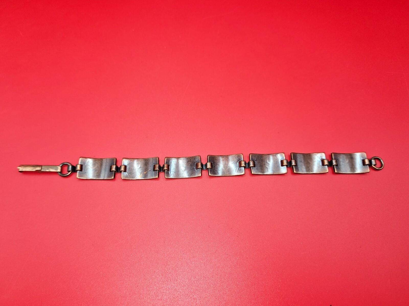 Vintage Solid Copper Southwest Link Panel Bracele… - image 7