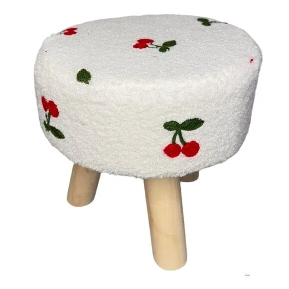Nwt cherry stool soft plush Sherpa lined stool seat fruit cherry print - Image 2 of 4