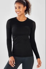 NEW FABLETICS MUSETTA SEAMLESS BLACK LONG SLEEVED TOP Mesh Active Pick Size! NWT