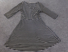 Old Navy dress Medium black striped womens stretch v-neck cotton