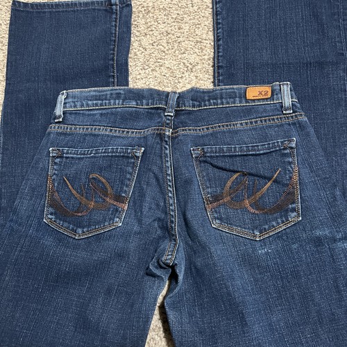 Jean Bootcut X2 Denim Lab Pour Femme – Taille 31 – Bleu Foncé Avec Strass – Occasion