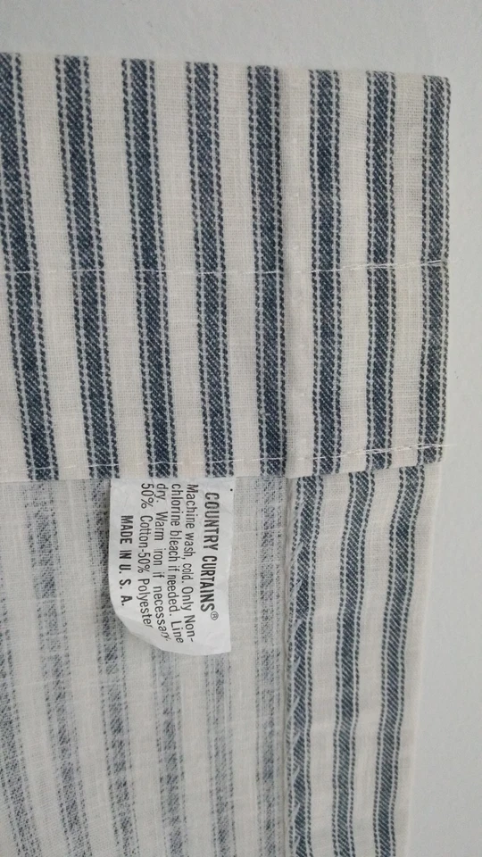 Cortinas Country Marca Gris Blanco Tictac Rayas Cenefa 84"Wx12"L Mezcla Algodón Foto 4 de 4