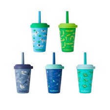 5-Pack 12oz Kids  Tumbler Cups Stackable Spill-Proof Straws Dishwasher Safe
