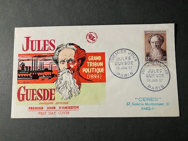 FDC, France, Jules Guesde, 1957