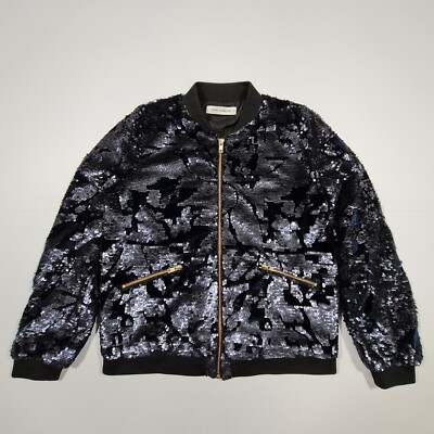 Sofie Schnoor Damen Bomberjacke dunkelblau XS Langarm Pailletten Jacke