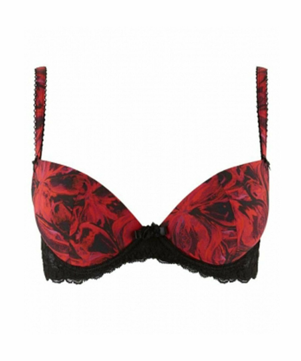 Soutien-Gorge Aubade Push-Up Magic Blossom - Taille 85E - Rouge - Neuf Avec Étiquettes (Réf. EA18)
