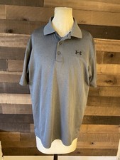 Under Armour Gray Polo Shirt Men  s Medium HeatGear Loose Euc Golf Tennis