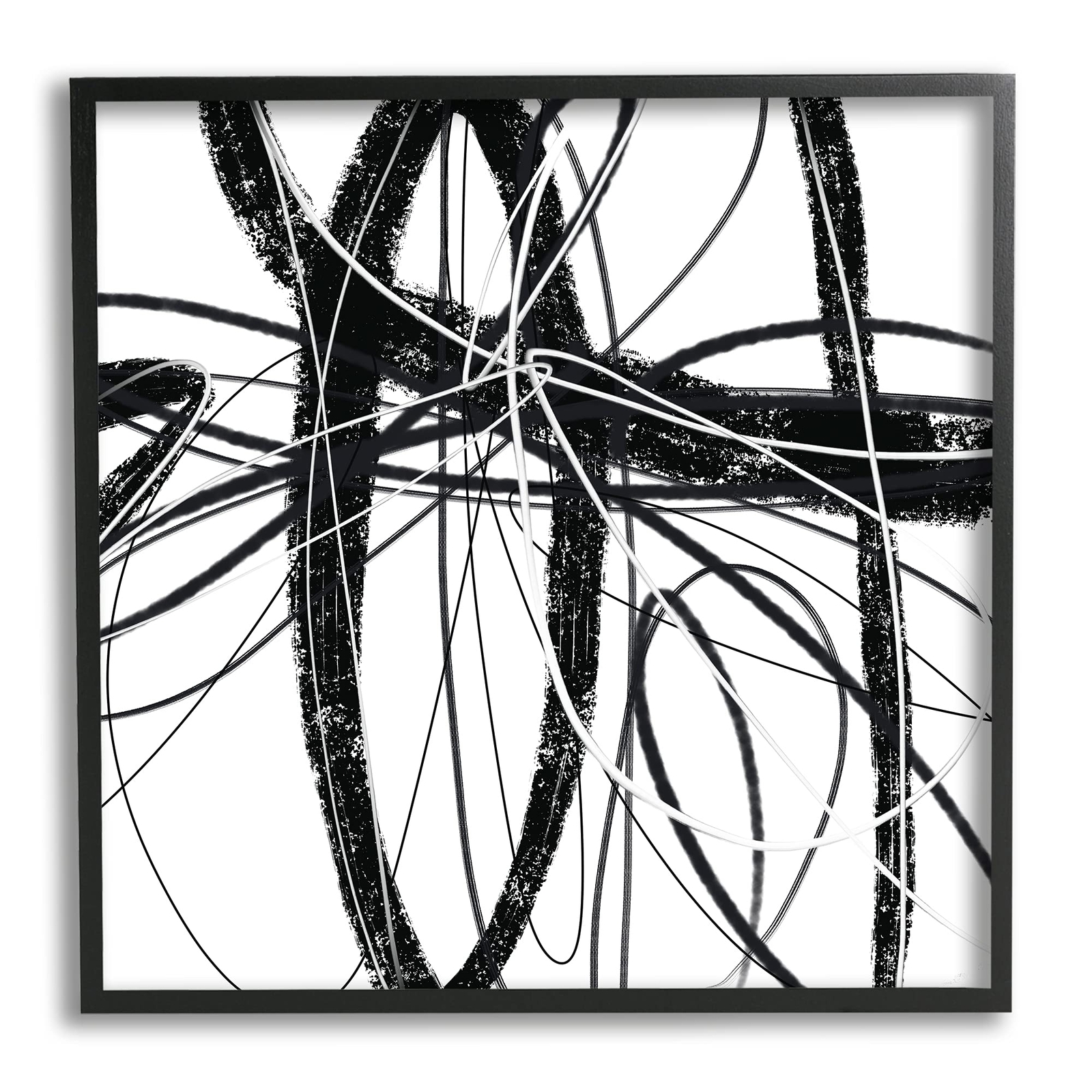 Distressed Fluid Lines Abstract Pattern, Designed by Lisa Ridgers Black Frame...
