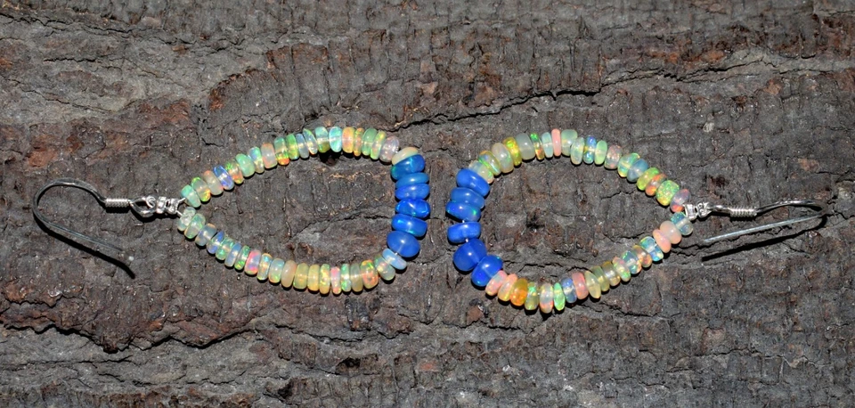 Argento Sterling 925 Pendente Orecchino Etiope Opale Gemma Perline - Immagine 2 di 4