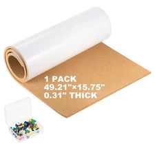 49.21 x 15.75" Cork Board Tiles, 1 Pack Square, 0.31" Thick