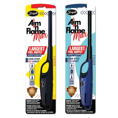 Scripto Multi-Purpose Utility Aim'n Flame II Safe Lighters Random Colors 2-Ct