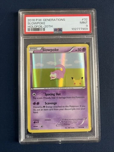 Pokemon Promo XY Generations 20th Anniversary Slowpoke #32/83 Holo Psa 9