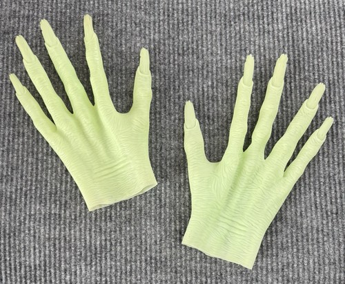 Vintage Easter Unlimited Witch Hands Green Rubber Halloween Prop Glow In Dark