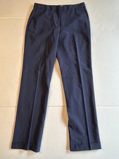 Diane Von Furstenberg Blue Tailored Cuffed Slim Trouser Dress Pants Wool Size 2